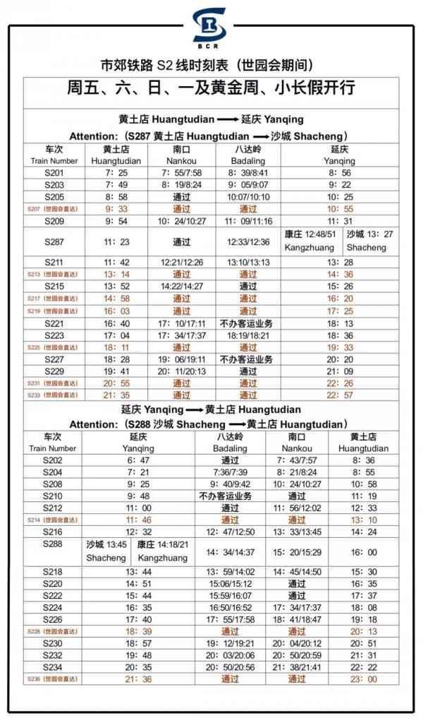 北京地鐵S2線最新時(shí)刻表全面解析